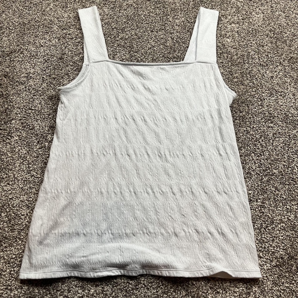 LOFT Outlet Tank Top Womens Large Blue Textured Square Neck Sleeveless Cami